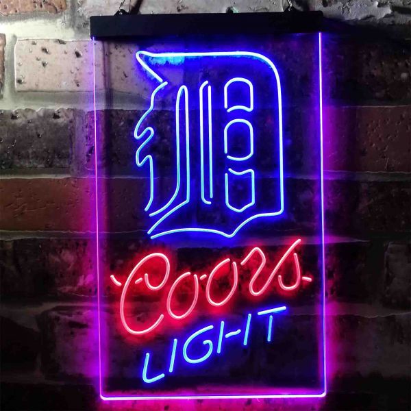 Detroit Tigers Coors Light Dual LED Neon Light Sign